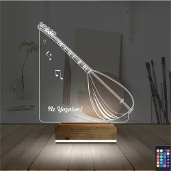 Saz Müzik Nota Kişiye Özel 3D Lamba - Masa Gece Lambası