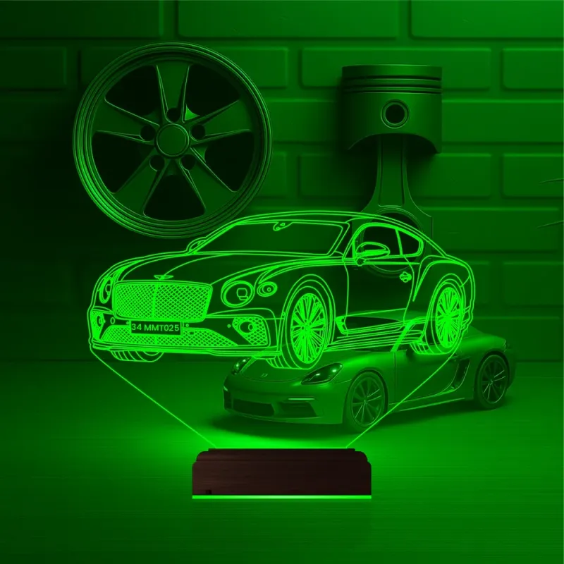 Araba Bentley Kişiye Özel 3D Lamba - Masa Gece Lambası