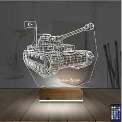 Tank Tankçı Asker Kişiye Özel 3D Lamba - Masa Gece Lambası