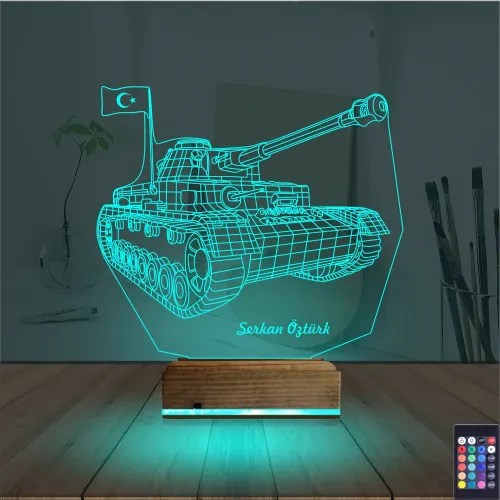 Tank Tankçı Asker Kişiye Özel 3D Lamba - Masa Gece Lambası