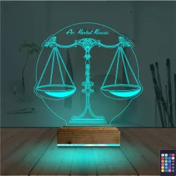 Avukat Hukuk Terazi Kişiye Özel 3D Lamba - Masa Gece Lambası