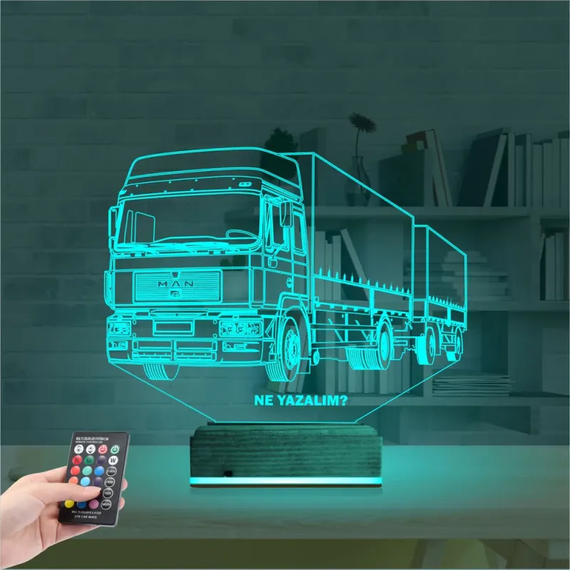 Tır Kamyon Tırcı Kişiye Özel 3D Lamba - Masa Gece Lambası