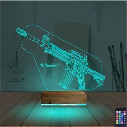 Asker Polis Tüfek Kişiye Özel 3D Lamba - Masa Gece Lambası