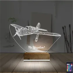 Pırpır Uçak Pilot Kişiye Özel 3D Lamba - Masa Gece Lambası
