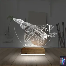 Uçak Pilot Kişiye Özel 3D Lamba - Masa Gece Lambası