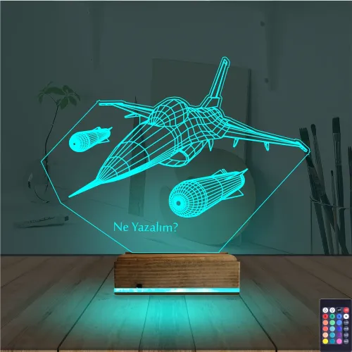 Uçak Pilot Kişiye Özel 3D Lamba - Masa Gece Lambası