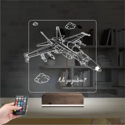 Savaş Uçağı Pilot Kişiye Özel 3D Lamba - Masa Gece Lambası