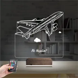 Uçak Kaptan Pilot Kişiye Özel 3D Lamba - Masa Gece Lambası