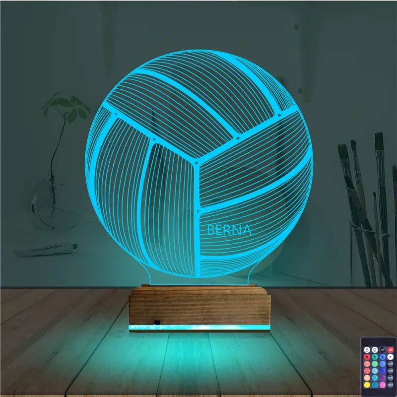 Voleybol Topu Voleybolcu Kişiye Özel 3D Lamba - Masa Gece Lambası