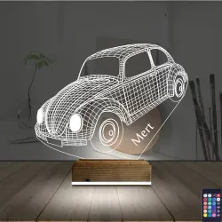 Araba Vosvos Kişiye Özel 3D Lamba - Masa Gece Lambası