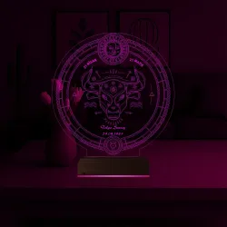 Astroloji Boğa Burcu Kişiye Özel 3D Lamba - Masa Gece Lambası