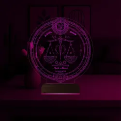 Astroloji Terazi Burcu Kişiye Özel 3D Lamba - Masa Gece Lambası