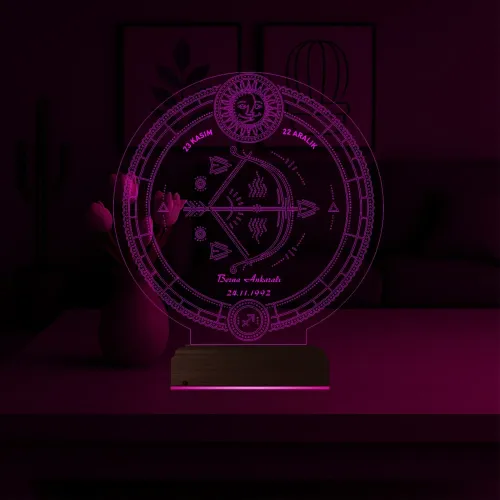 Astroloji Yay Burcu Kişiye Özel 3D Lamba - Masa Gece Lambası