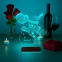 Kardan Adam Yılbaşı Hediyesi Kişiye Özel 3D Lamba - Masa Gece Lambası