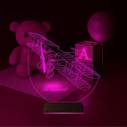 Pırpır Uçak Pilot Kişiye Özel 3D Lamba - Masa Gece Lambası