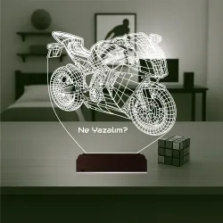 Motor Motorcu Motosiklet Kişiye Özel 3D Lamba - Masa Gece Lambası