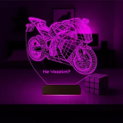 Motor Motorcu Motosiklet Kişiye Özel 3D Lamba - Masa Gece Lambası