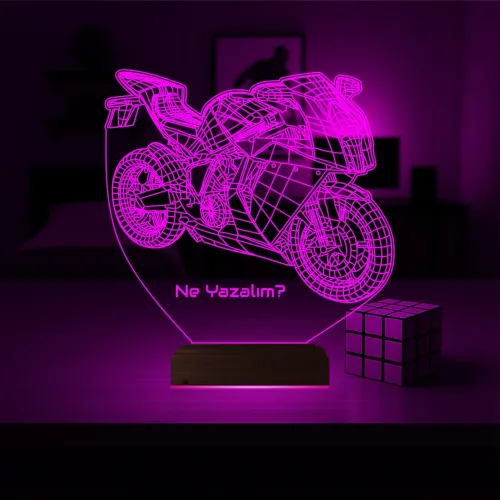 Motor Motorcu Motosiklet Kişiye Özel 3D Lamba - Masa Gece Lambası