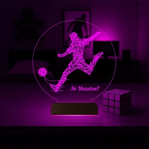 Futbolcu Hediye Kişiye Özel 3D Lamba - Masa Gece Lambası