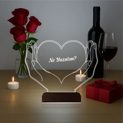 Kalp Sevgiliye Hediye Kişiye Özel 3D Lamba - Masa Gece Lambası