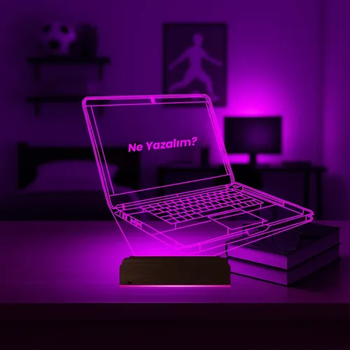 Laptop Notbook Bilgisayar Kişiye Özel 3D Lamba - Masa Gece Lambası