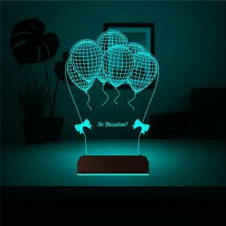 Doğum Günü Balon Kutlama Kişiye Özel 3D Lamba - Masa Gece Lambası
