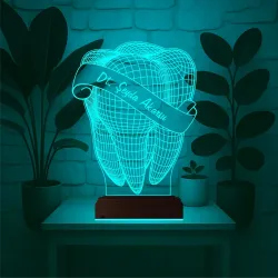 Diş Hekimi Diş Doktoru Hediye Kişiye Özel 3D Lamba - Masa Gece Lambası