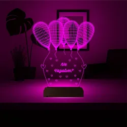 Doğum Günü Balon Kutlama Kişiye Özel 3D Lamba - Masa Gece Lambası