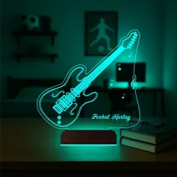 Elektro Gitar Gitarist Kişiye Özel 3D Lamba - Masa Gece Lambası