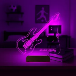 Elektro Gitar Gitarist Kişiye Özel 3D Lamba - Masa Gece Lambası