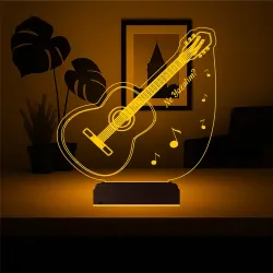 Klasik Gitar Gitarist Kişiye Özel 3D Lamba - Masa Gece Lambası
