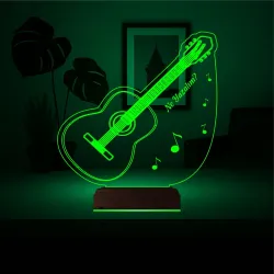 Klasik Gitar Gitarist Kişiye Özel 3D Lamba - Masa Gece Lambası