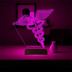 Doktora Hediye Tıp Logo Kişiye Özel 3D Lamba - Masa Gece Lambası