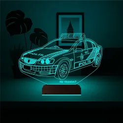 Polis Arabası Polis Hediye Kişiye Özel 3D Lamba - Masa Gece Lambası