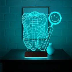 Smile Diş Hekimi Diş Doktoru Hediye Kişiye Özel 3D Lamba - Masa Gece Lambası