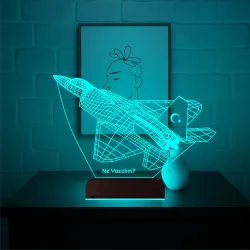 Savaş Uçağı Pilot Uçak Kişiye Özel 3D Lamba - Masa Gece Lambası