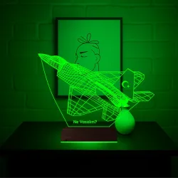 Savaş Uçağı Pilot Uçak Kişiye Özel 3D Lamba - Masa Gece Lambası