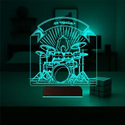 Baterist Hediye Bateri Kişiye Özel 3D Lamba - Masa Gece Lambası