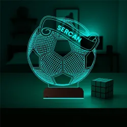 Futbolcu Hediye Futbol Topu Kişiye Özel 3D Lamba - Masa Gece Lambası
