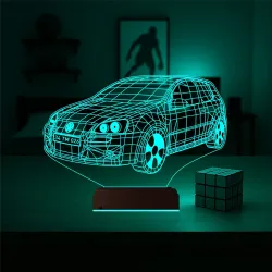 Golf Araba Tasarım Kişiye Özel 3D Lamba - Masa Gece Lambası