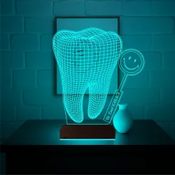 Smile Diş Hekimi Diş Doktoru Hediye Kişiye Özel 3D Lamba - Masa Gece Lambası