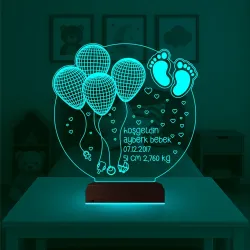 Yeni Doğan Bebek Hediye Kişiye Özel 3D Lamba - Masa Gece Lambası