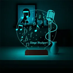 Müzik Nota Müzisyen Hediye Kişiye Özel 3D Lamba - Masa Gece Lambası