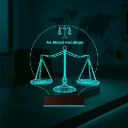 Avukat Hukuk Terazi Adalet Kişiye Özel 3D Lamba - Masa Gece Lambası