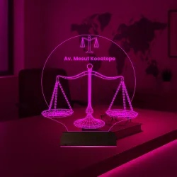 Avukat Hukuk Terazi Adalet Kişiye Özel 3D Lamba - Masa Gece Lambası