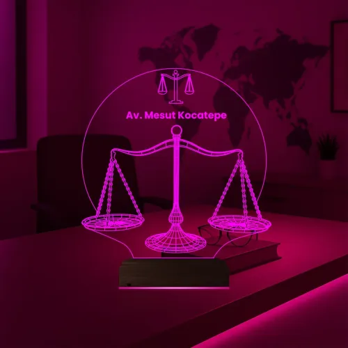 Avukat Hukuk Terazi Adalet Kişiye Özel 3D Lamba - Masa Gece Lambası