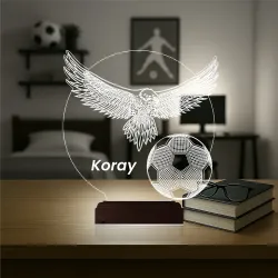 Kartal Top Futbol Taraftar Hediye Kişiye Özel 3D Lamba - Masa Gece Lambası