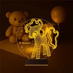 Ponny At Çocuk Odası Kişiye Özel 3D Lamba - Masa Gece Lambası