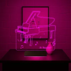 Piyano Müzik Piyanist Kişiye Özel 3D Lamba - Masa Gece Lambası