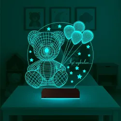 Ayıcık Hediye Balon Kişiye Özel 3D Lamba - Masa Gece Lambası
